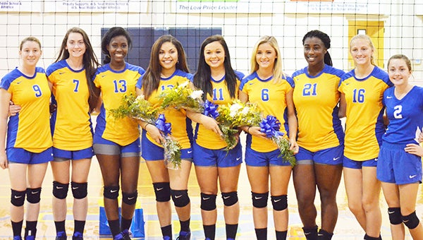 Last Thursday night, the Lady Eagles celebrated senior night. Honored by the team were seniors Karissa Johnson, Alyssa English and Madison Winchester.