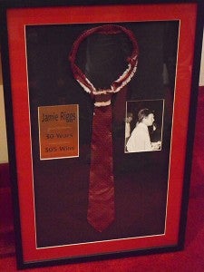 Coach Riggs's gameday tie on display