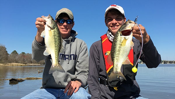 Courtesy photo T.R. Miller seniors Will Smith (left) and Tylan McDonald formed the TRM Bass Club to compete in the B.A.S.S. Nation tounaments in the state.