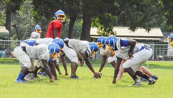 Corey Williams | The Brewton Standard The Eagles line up at the line at practice.